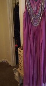 Fuschia and silver Rayon flowing maxi dress